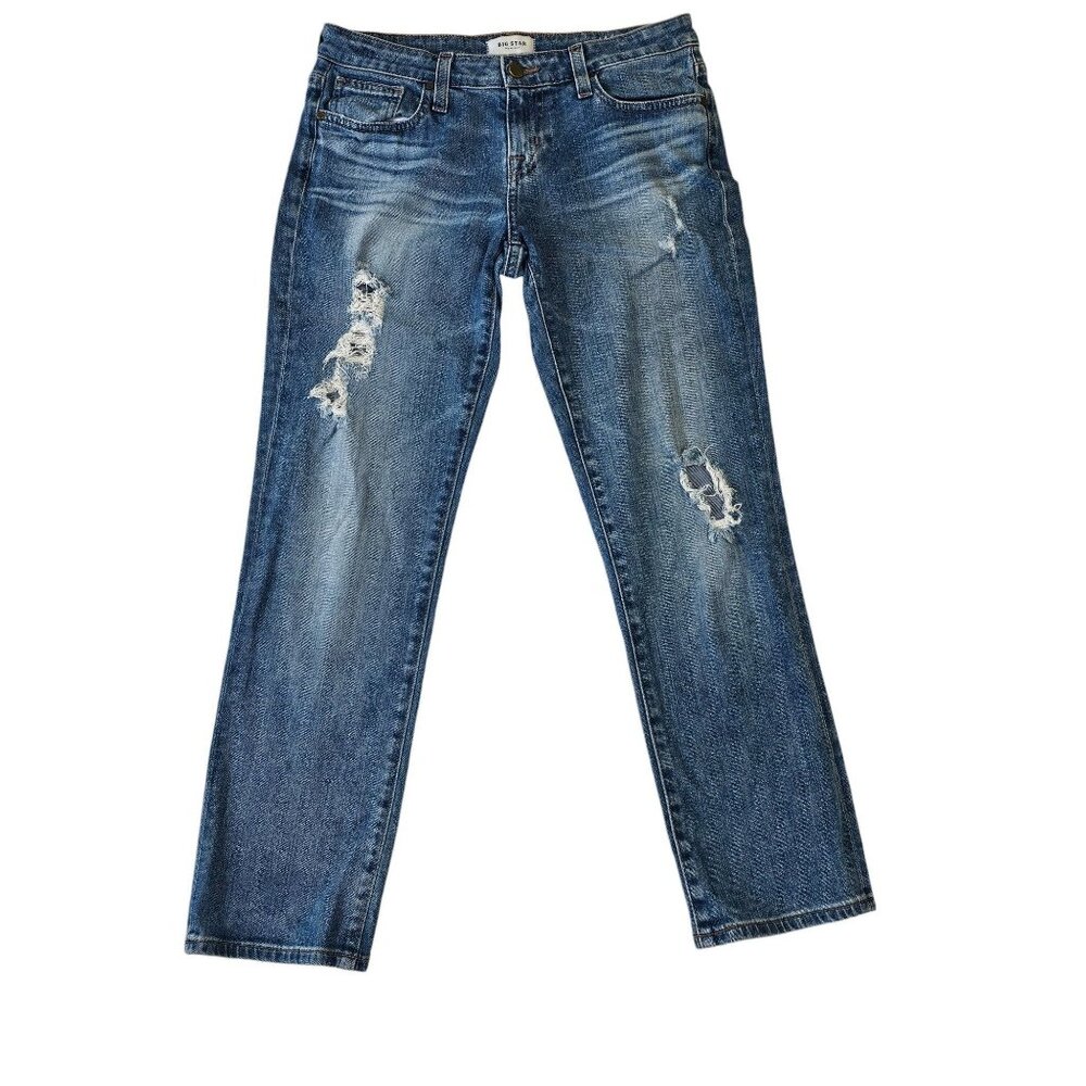 Big Star Nova XVI Kate Crop Distressed Blue Denim Jeans  Size 26 Womens